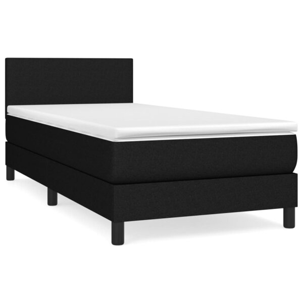 vidaXL Sommier à lattes de lit et matelas Noir 80x200 cm Tissu
