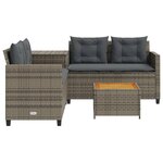 vidaXL Canapé de jardin avec table et coussins en forme de L gris
