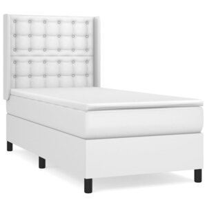 vidaXL Sommier à lattes de lit avec matelas Blanc 80x200 cm Similicuir