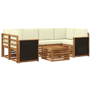 vidaXL Ensemble de canapés d'extérieur 7 pc Naturel et Crème