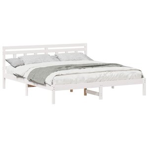 vidaXL Cadre de lit avec tête de lit Blanc Bois massif en pin