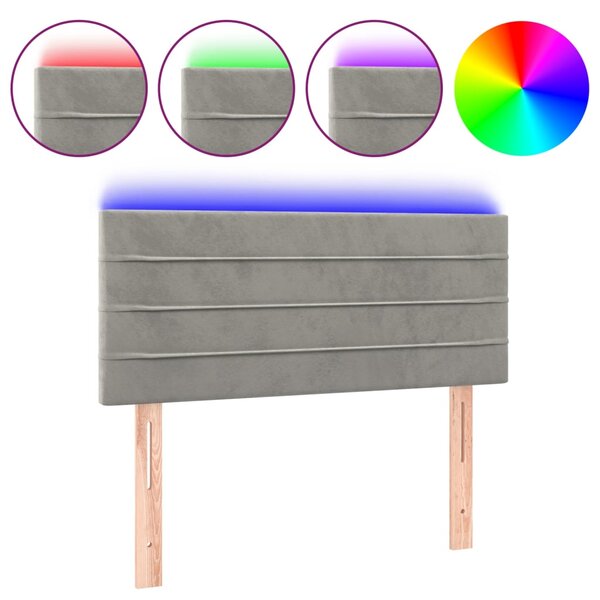 vidaXL Tête de lit à LED Gris clair 80x5x78/88 cm Velours