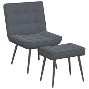 vidaXL Chaise de relaxation avec tabouret Gris foncé Velours