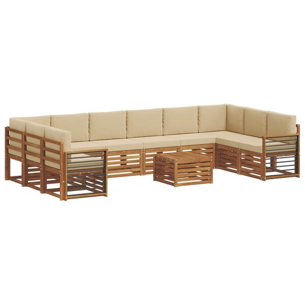 vidaXL Ensemble de canapés d'extérieur 11 Pièces Naturel et Beige