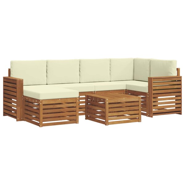 vidaXL Ensemble de canapés d'extérieur 7 pc Naturel et Crème Polyester