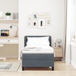 Lit à sommier vidaXL avec matelas gris foncé 80x200 cm en velours