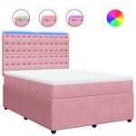vidaXL Sommier à lattes de lit avec matelas Rose 140x190 cm Velours