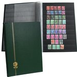 PERFECTA : Classeur fixe pour timbres (Grand modèle-Pages Noires-16p. Vert)