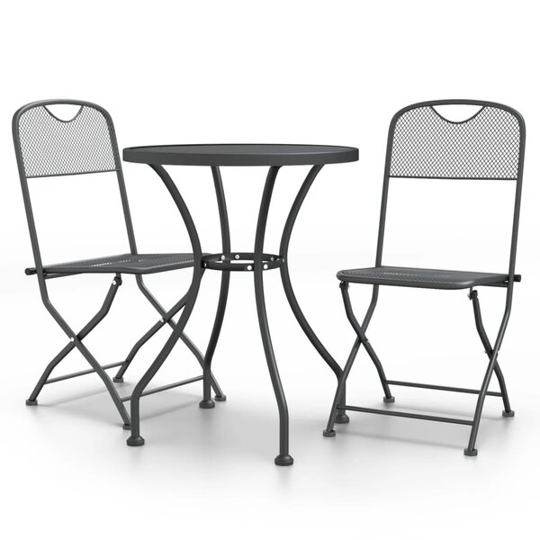 vidaXL Ensemble à manger de jardin 3 Pièces Maille Métal Anthracite