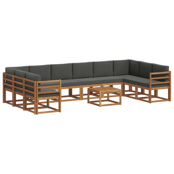 vidaXL Ensemble de canapés d'extérieur 11 pc Naturel et Anthracite
