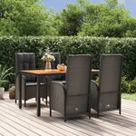 vidaXL Ensemble à manger de jardin coussins 5Pièces Noir Résine tressée