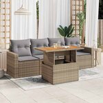 vidaXL Salon de jardin avec coussins 5 Pièces beige résine tressée