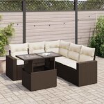vidaXL Salon de jardin avec coussins 6 Pièces marron résine tressée