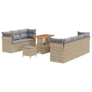 vidaXL Ensemble de canapé de jardin 10 Pièces beige et gris clair