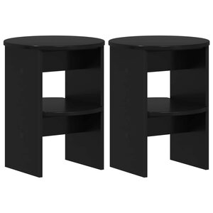 vidaXL Meuble d'appoint 2 pc Noir Ø40 x 50 cm Bois d’ingénierie