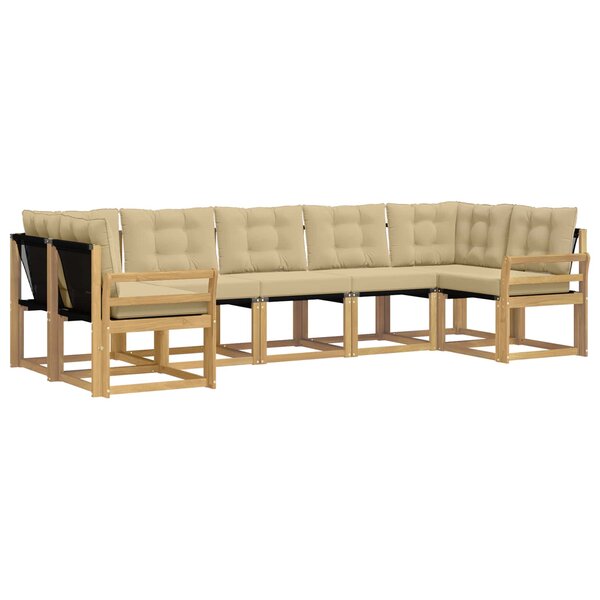 vidaXL Ensemble de canapés d'extérieur 7 pc Blanc et Beige