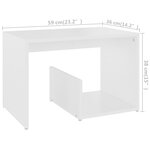 vidaXL Table d'appoint blanc 59x36x38 cm bois d'ingénierie