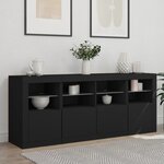 vidaXL Buffet avec lumières LED noir 163x37x67 cm