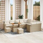 vidaXL Canapés jardin 12 pièces avec coussins beige poly rotin