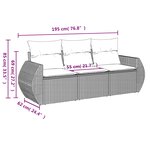 vidaXL Salon de jardin avec coussins 3 Pièces gris clair résine tressée