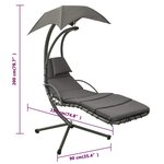 vidaXL Balancelle de jardin Gris 190x90x200 cm Tissu