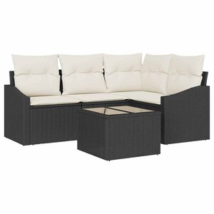 vidaXL Ensemble de canapé de jardin 5 Pièces Noir Poly rotin