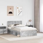 vidaXL Cadre de lit avec tête de lit Béton 120 x 200 cm Pin massif