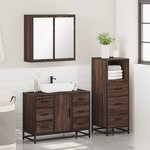 vidaXL Ensemble de meubles de salle de bain 3 Pièces Chêne marron
