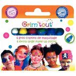 Crayons de maquillage enfant Coul. basiques 6 pièces