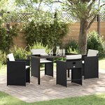 vidaXL Ensemble de salle à manger pour jardin 5 Pièces Noir Poly rotin