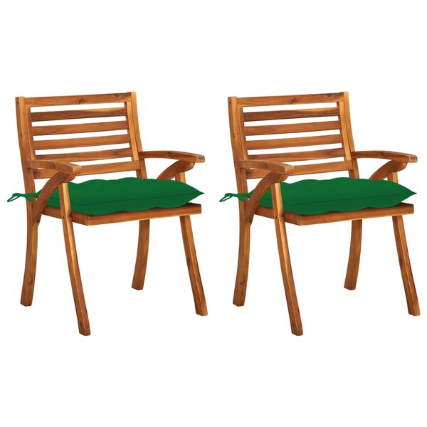 vidaXL Chaises à manger de jardin avec coussins lot de 2 Acacia massif