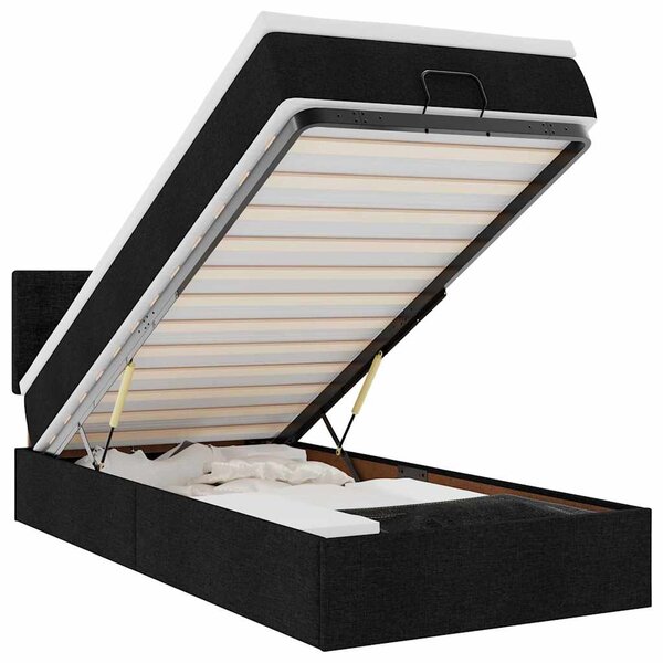 vidaXL Lit ottoman avec matelas noir 90x200 cm tissu