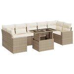 vidaXL Salon de jardin avec coussins 8 Pièces beige résine tressée
