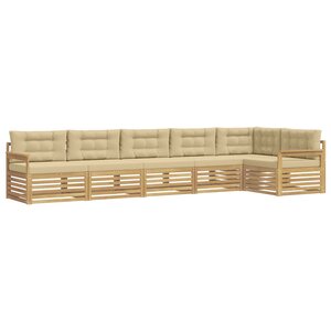 vidaXL Ensemble de canapés d'extérieur 6 pc Blanc et Beige Polyester