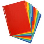 Intercalaires neutres maxi A4+ en carte lustrée, 12 divisions - Assortis
