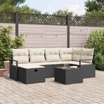 vidaXL Ensemble de canapé de jardin avec coussin 7 Pièces Noir et crème