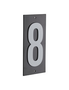 THIRARD - Plaque de signalisation 8 marquage blanc sur fond noir panneau ABS à visser 56x120mm - THIRARD