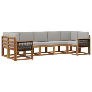 vidaXL Ensemble de canapés d'extérieur 7 Pièces Naturel et gris clair