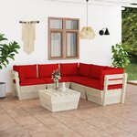 vidaXL Salon de jardin palette 6 Pièces avec coussins bois d'épicéa