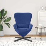 vidaXL Fauteuil œuf Bleu police 63 x 73 x 90 cm Velours