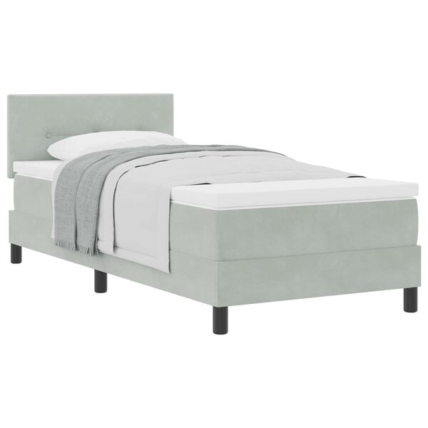 vidaXL Lit à ressorts avec matelas Gris clair 90 x 200 cm Velours