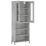 vidaXL Buffet haut Gris béton 69 5x34x180 cm Bois d'ingénierie