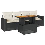 vidaXL Salon de jardin 5 Pièces avec coussins noir résine tressée