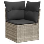 vidaXL Salon de jardin 4 Pièces avec coussins gris clair résine tressée