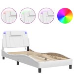 vidaXL Cadre de lit avec lumières LED blanc 90x190 cm similicuir