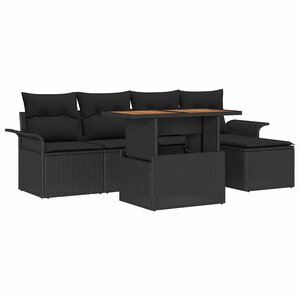 vidaXL Ensemble de canapé de jardin avec coussin 6 Pièces Noir