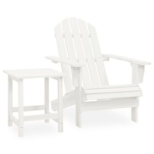 vidaXL Chaise de jardin Adirondack avec table Bois de sapin Blanc