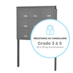 Bloc collectif Leabox  3x3  grade 3  simple face  extérieur  fixation sur pieds à sceller  gris poussière ral 7037 finition brillante