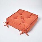Galette de chaise coussin rehausseur en coton Terracotta  40 x 40 x 10 cm - HOMESCAPES