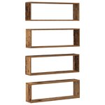 vidaXL Étagère murale avec étagère 4 Pièces Bois ancien 80 x 15 x 26 cm
